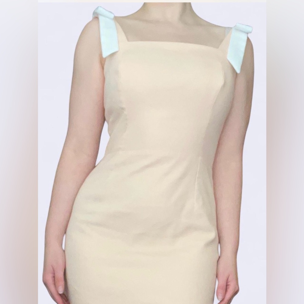 Retro Peachy Pink White Bow Dress